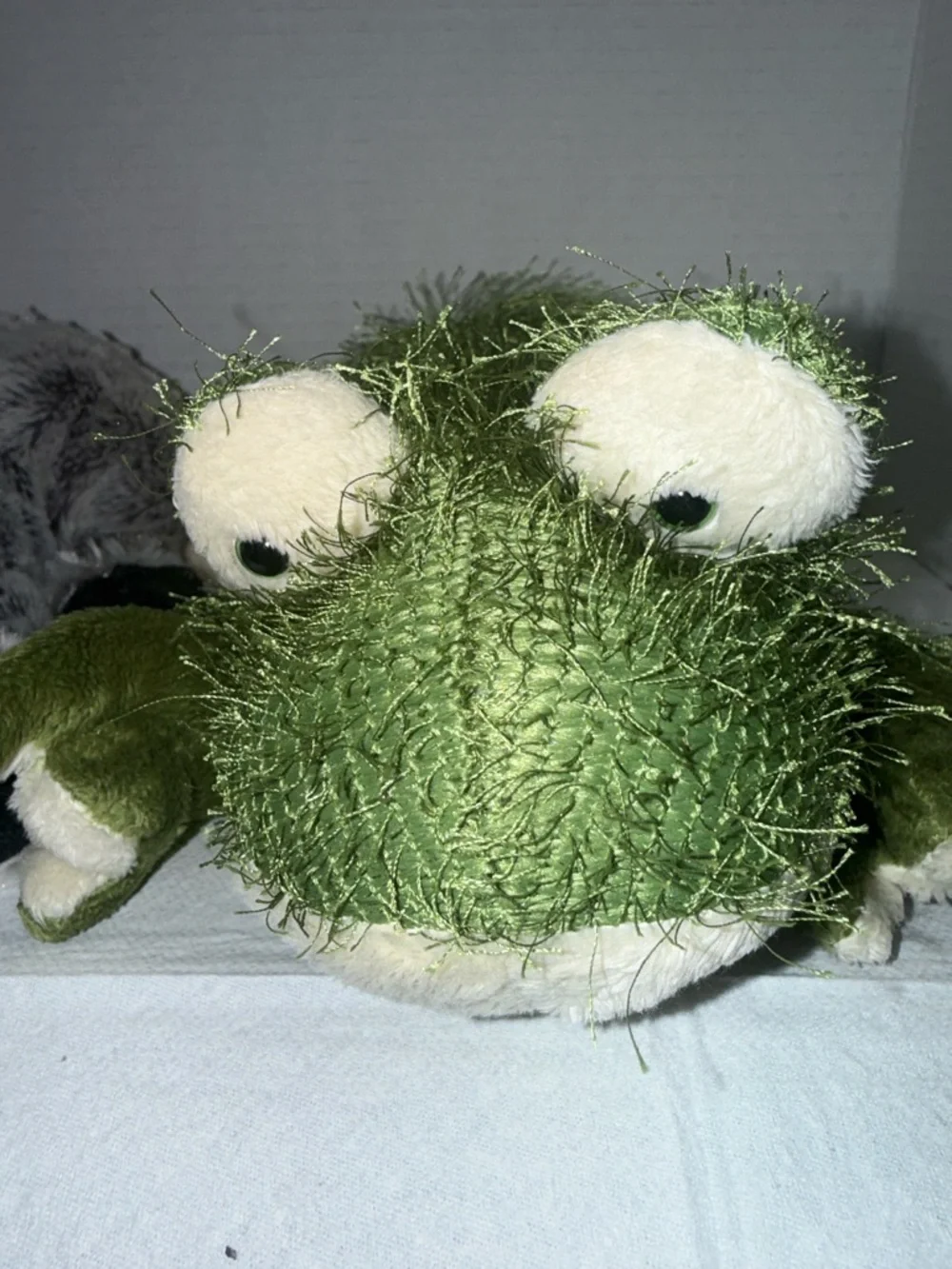Ganz Plush Green Frog and Gray Raccoon Small Pet Toys
